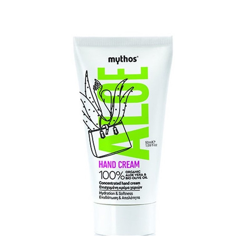 Crema de maini cu aloe vera 100% organica si ulei de masline bio Mythos, 50ml